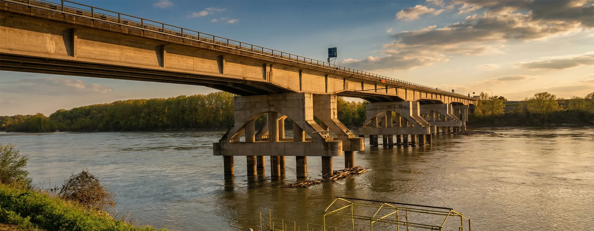 Ponte di Borgoforte sul Po a Mantova