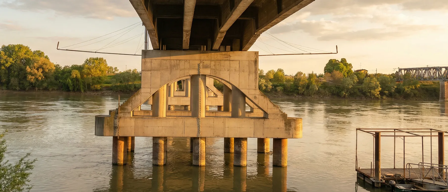 Ponte di Borgoforte sul Po a Mantova