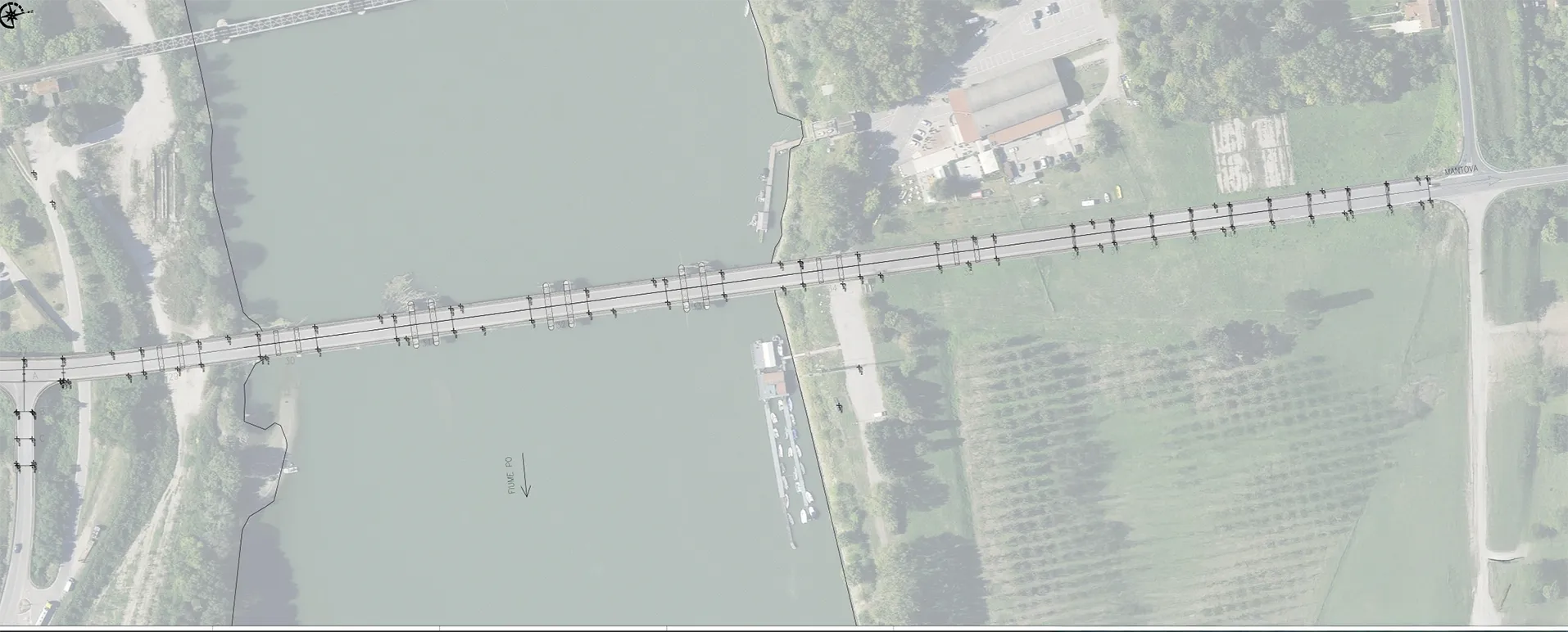 Ponte di Borgoforte sul Po a Mantova